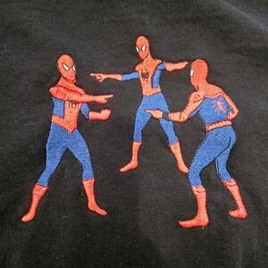 Black‎ Spider-Man Embroidered Meme Crewneck Gildan Sweatshirt Mens Large